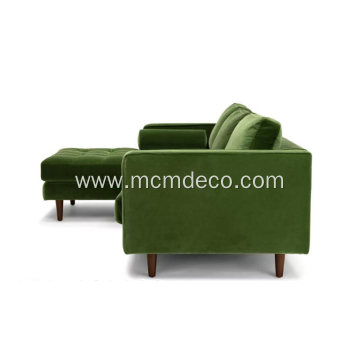 Sven Green Fabric Left Sectional Sofa